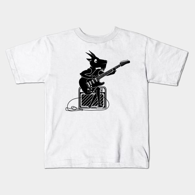 Goat Playing Guitar Kids T-Shirt by mailboxdisco